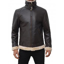 Mens Shearling Brown Bomber Jacket