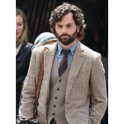 You S04 Penn Badgley Checkered Blazer