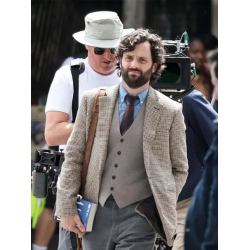You S04 Penn Badgley Checkered Blazer