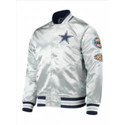 Dallas Cowboys Silver Satin Varsity Jacket