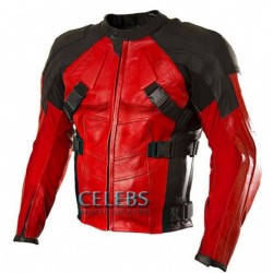 Deadpool Red and Black Motorcycle Leather Jacket