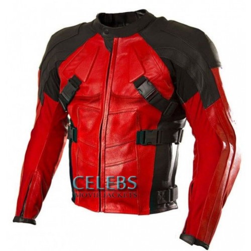 Deadpool Red and Black Motorcycle Leather Jacket