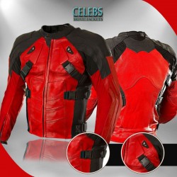 Deadpool Red and Black Motorcycle Leather Jacket