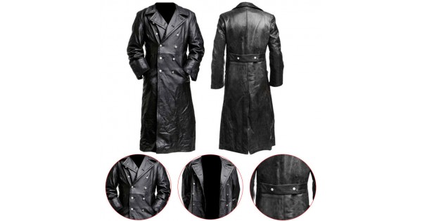 german black leather trench coat