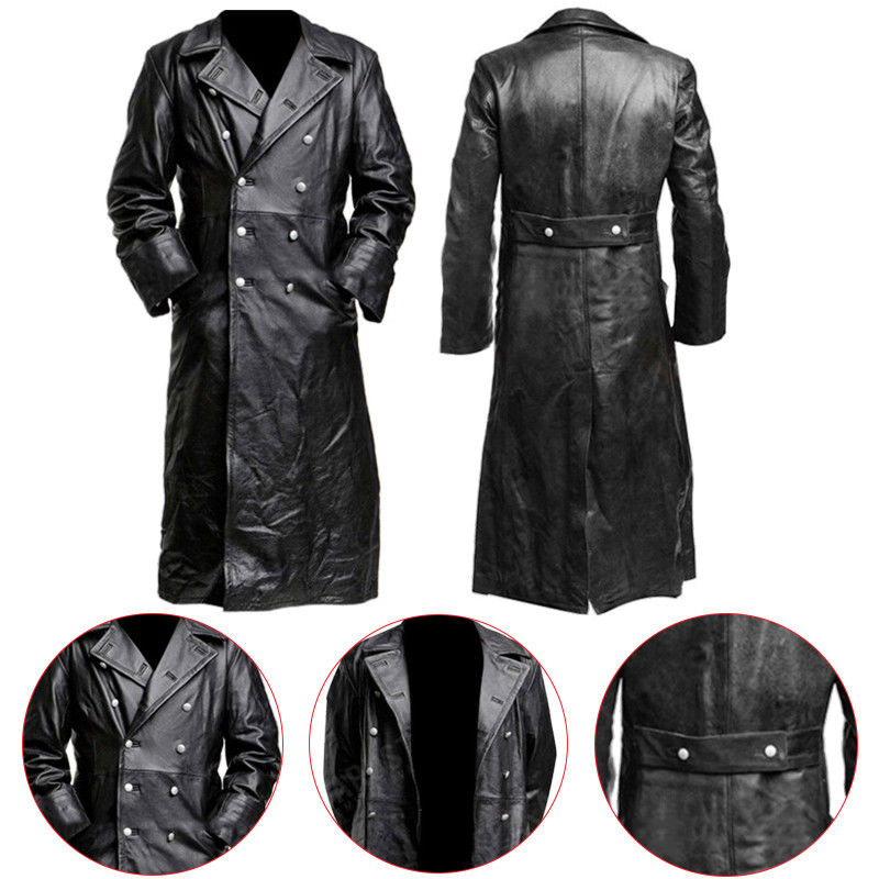 Gestapo German WW2 Leather Trench Coat - Celebs Movie Jackets