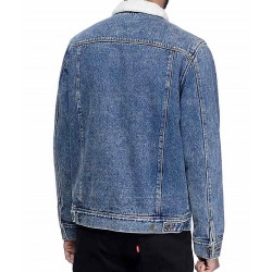 Shameless Frank Gallagher Blue Denim Shearling Jacket