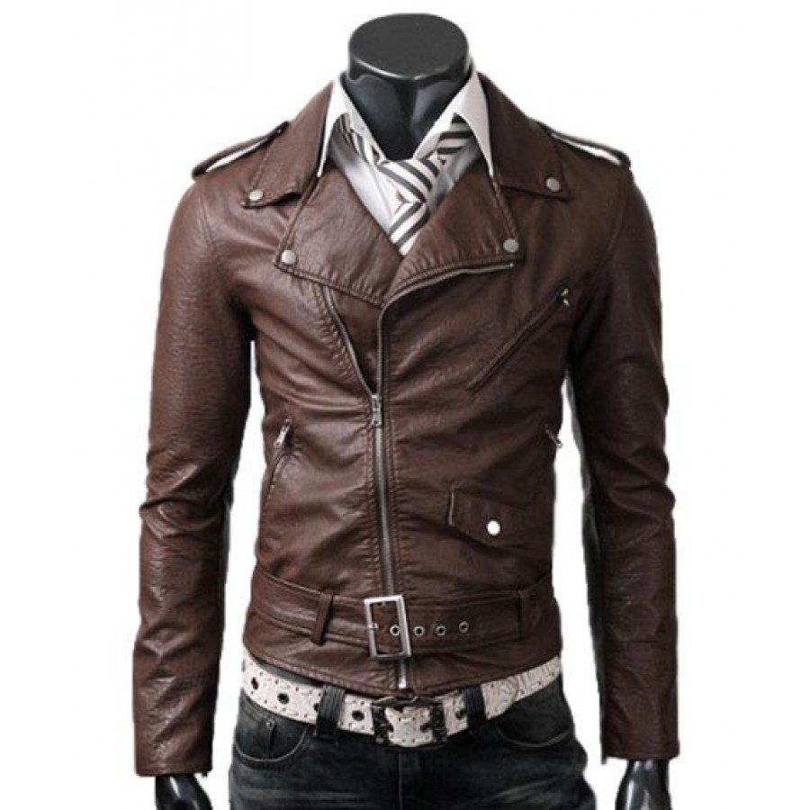 Slim Fit Belted Rider Brown Jacket - Celebs Movie Jackets