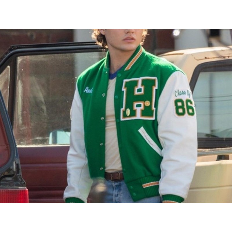 LPJAM Fashion Stranger Munson College Eddie Baseball Letterman Varsity Green  Bomber Jacket at  Men's Clothing store