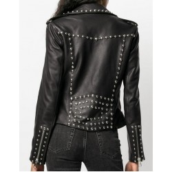 Womens Leather Silver Studded Jacket